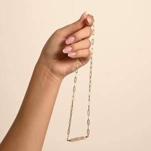 Naszyjnik spinacze z perłą naturalną złoty PEARL