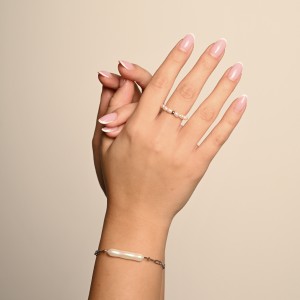 Bransoletka spinacze z perłą naturalną srebrna PEARL